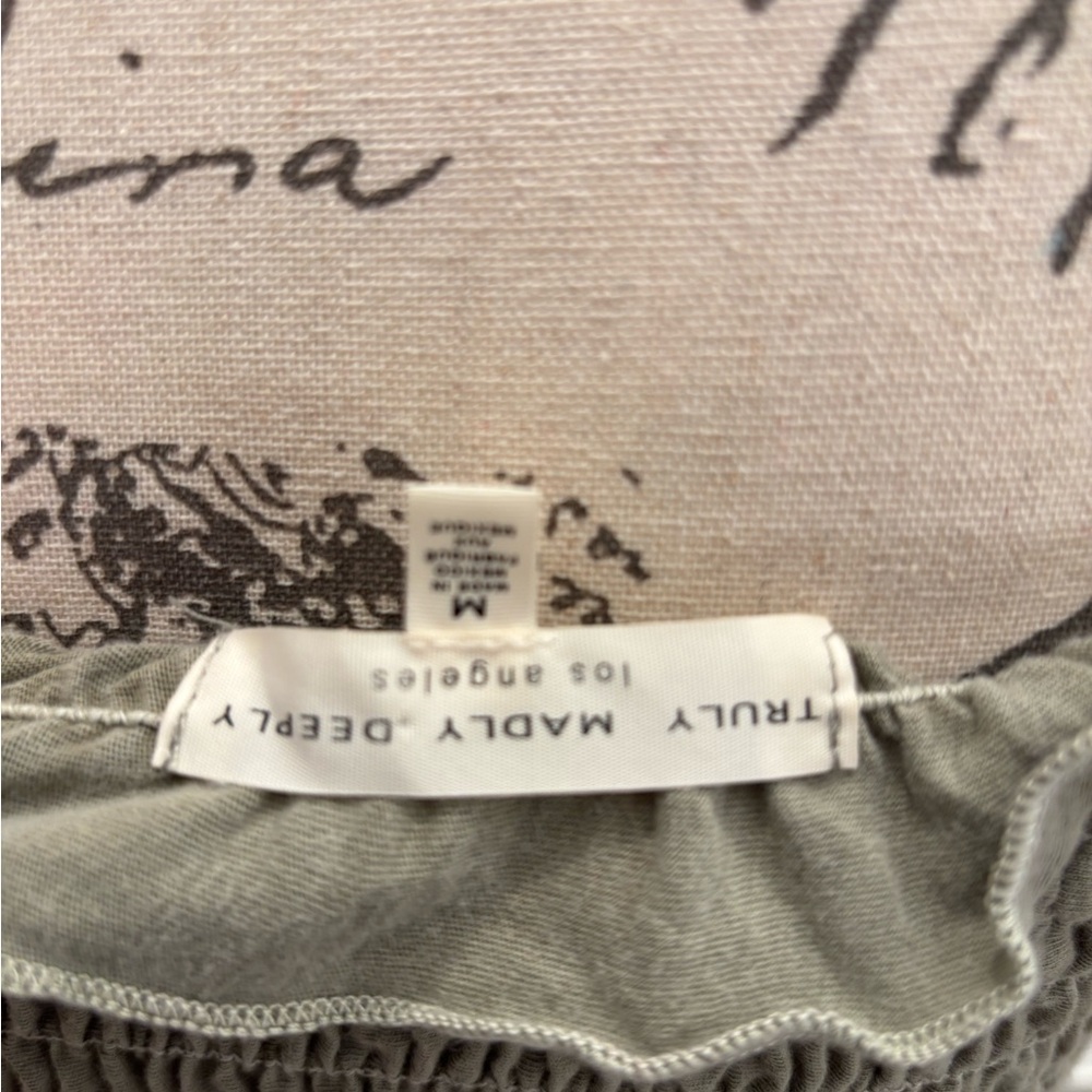 Truly Madly Deeply Sage Green Smocked Crop Top - Picture 3 of 4